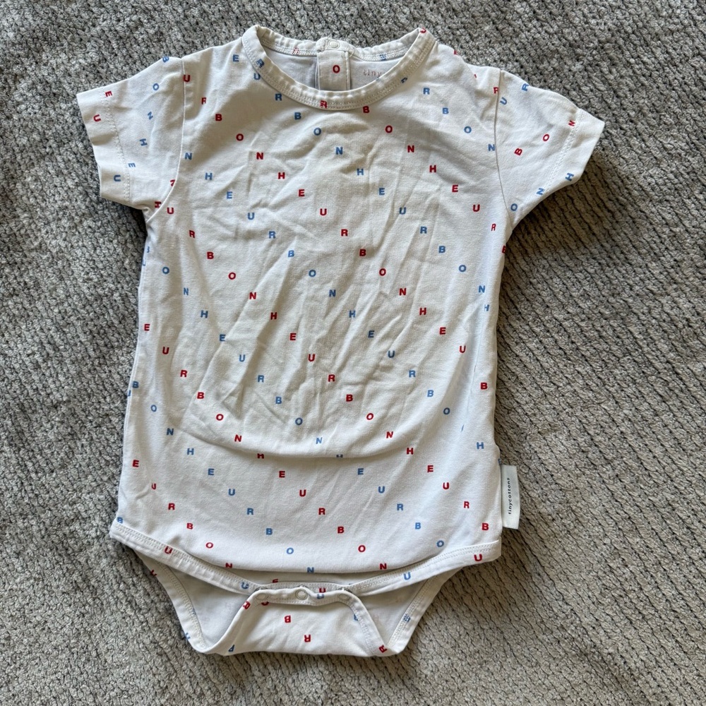 Tinycottons Pima Cotton Letter Print Short Sleeve Bodysuit‎ 12-18M